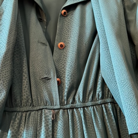 Vintage Leslie Faye Dress Hunter green with print Size 8 - Picture 3 of 5